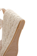 Women's Beige Ankle Strap Wedge Heeled Espadrille | Derimod