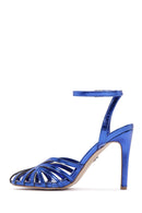 Women's Blue Ankle Strap Thin Heel Sandals | Derimod