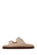 Male Beige Strappy Suede Slipper | Derimod