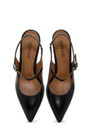 Women's Black Heeled Leather Shoes | Derimod