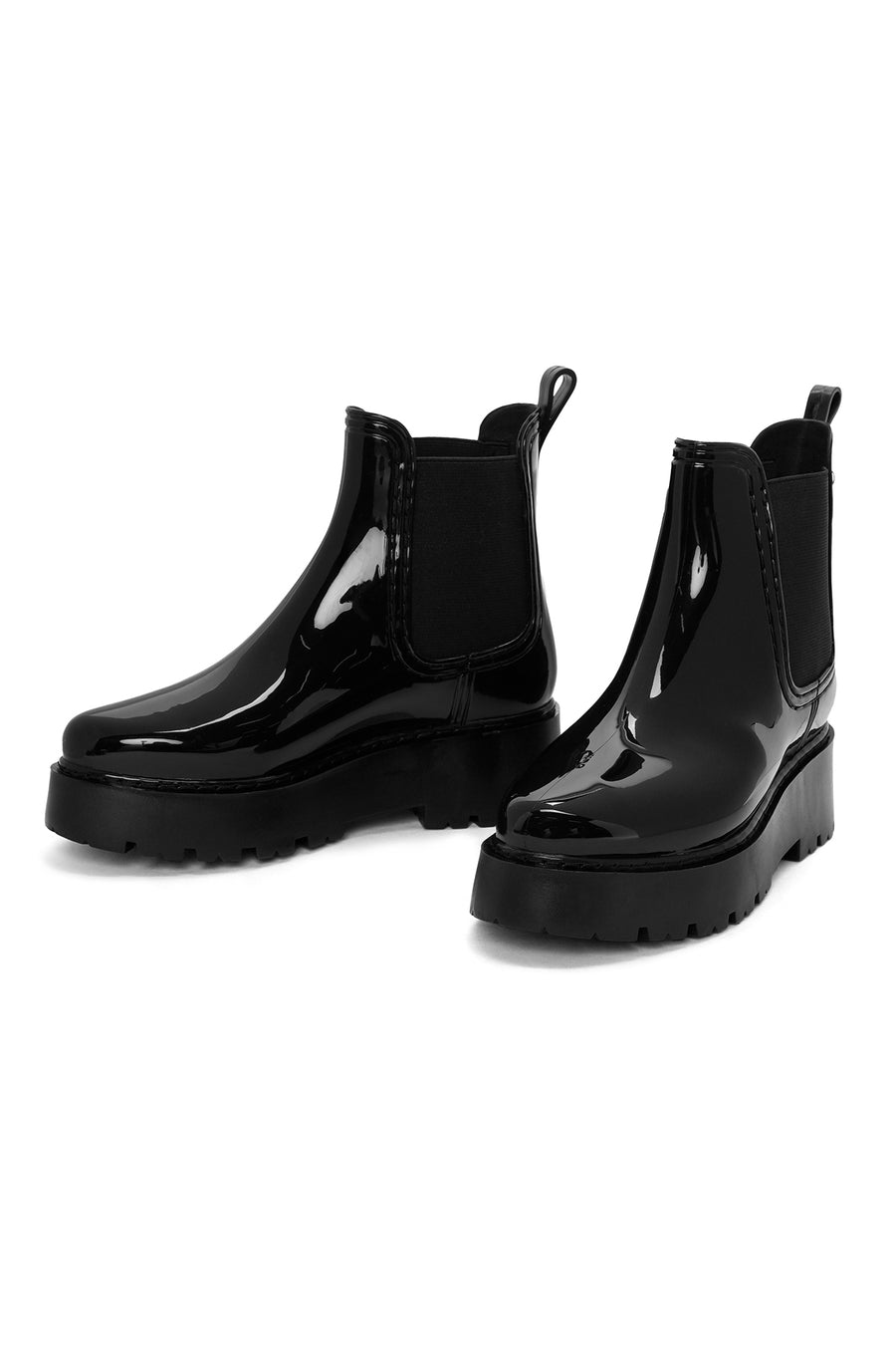 Women's Black Thick Soled Rain Boots