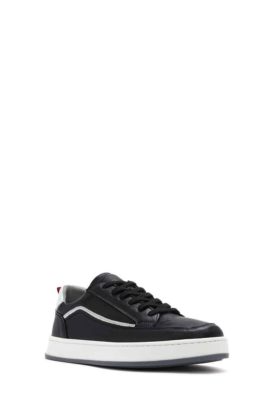 Men's Black Lace-up Leather Sneaker