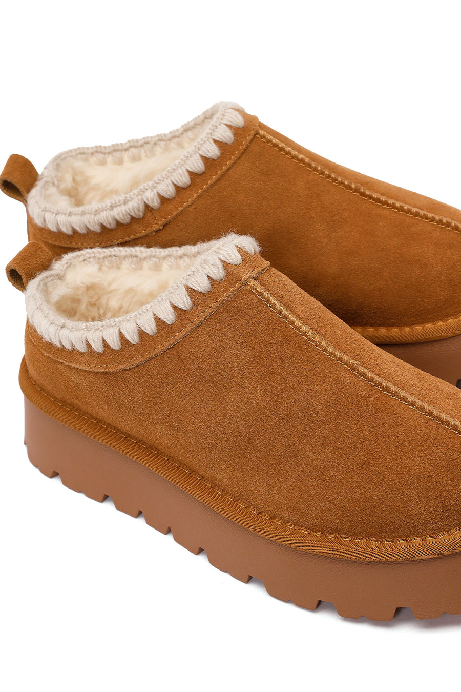 Woman Camel Thick-Soled Suede Teddy Boots