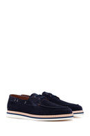 Men's Navy Blue Suede Leather Casual Shoes | Derimod