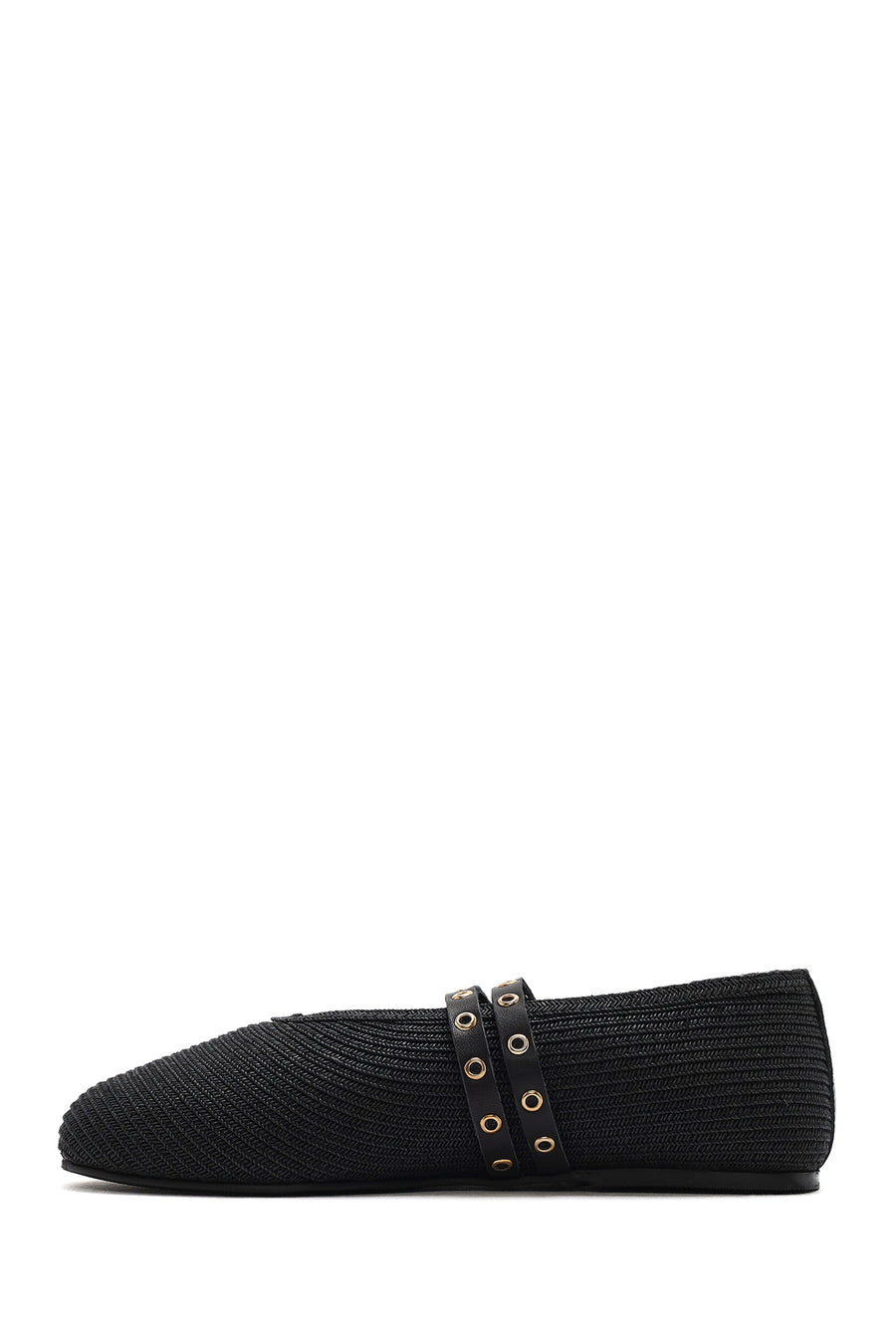 Kadın Siyah Çift Tokalı Hasır Deri Babet
