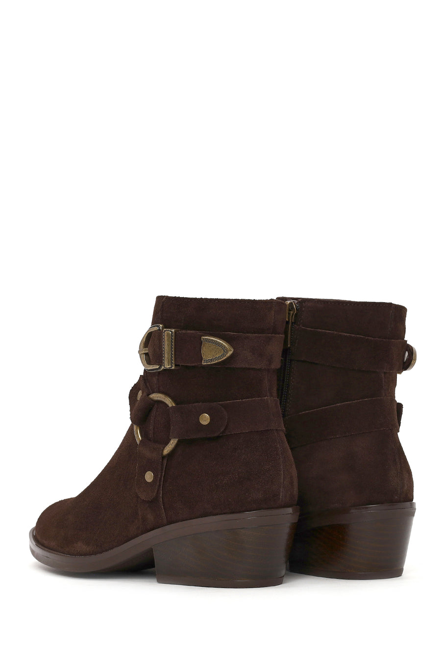 Woman Brown Zip Closure Suede Cowboy Boots