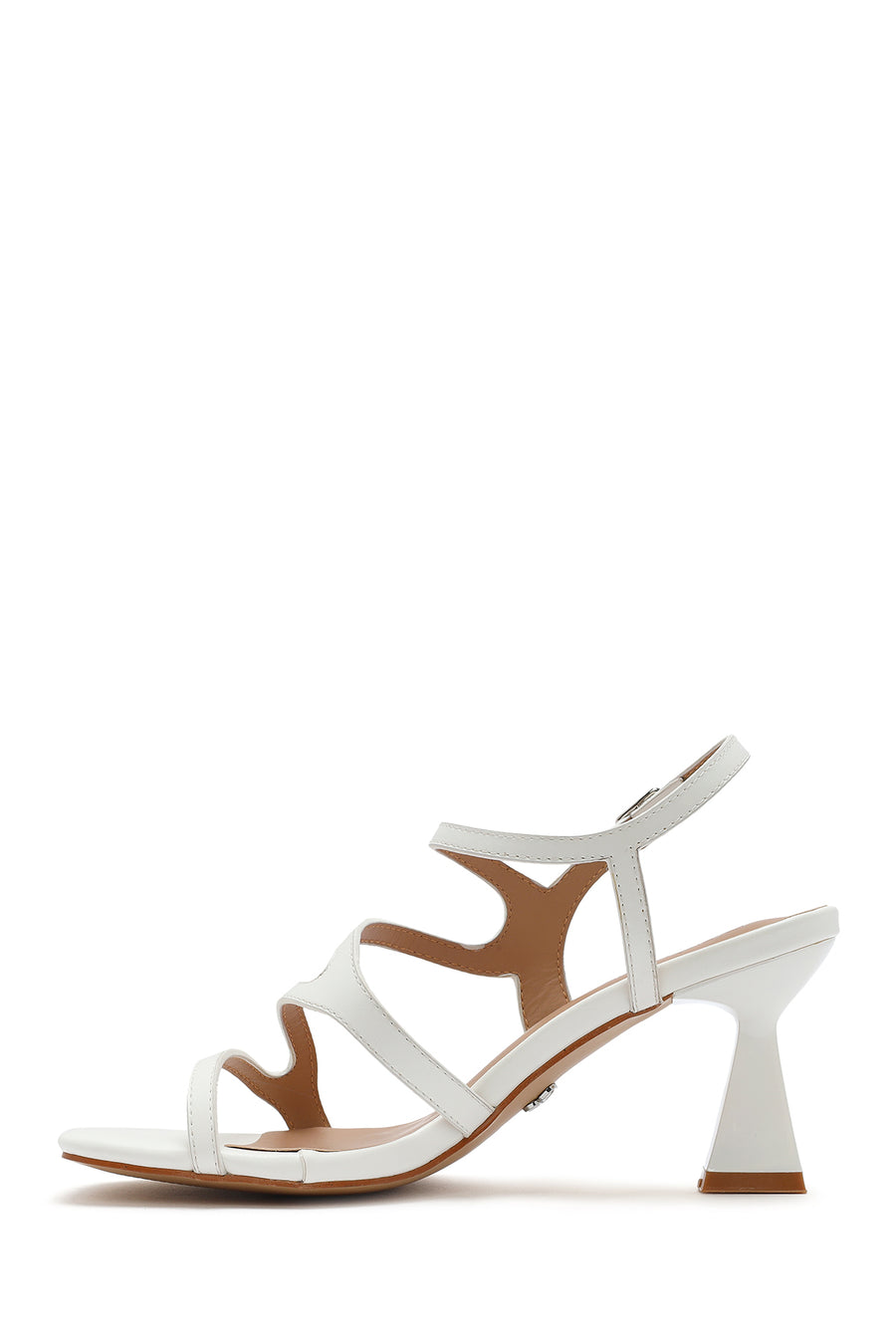 Women's White Back Tie Thin Heel Sandals