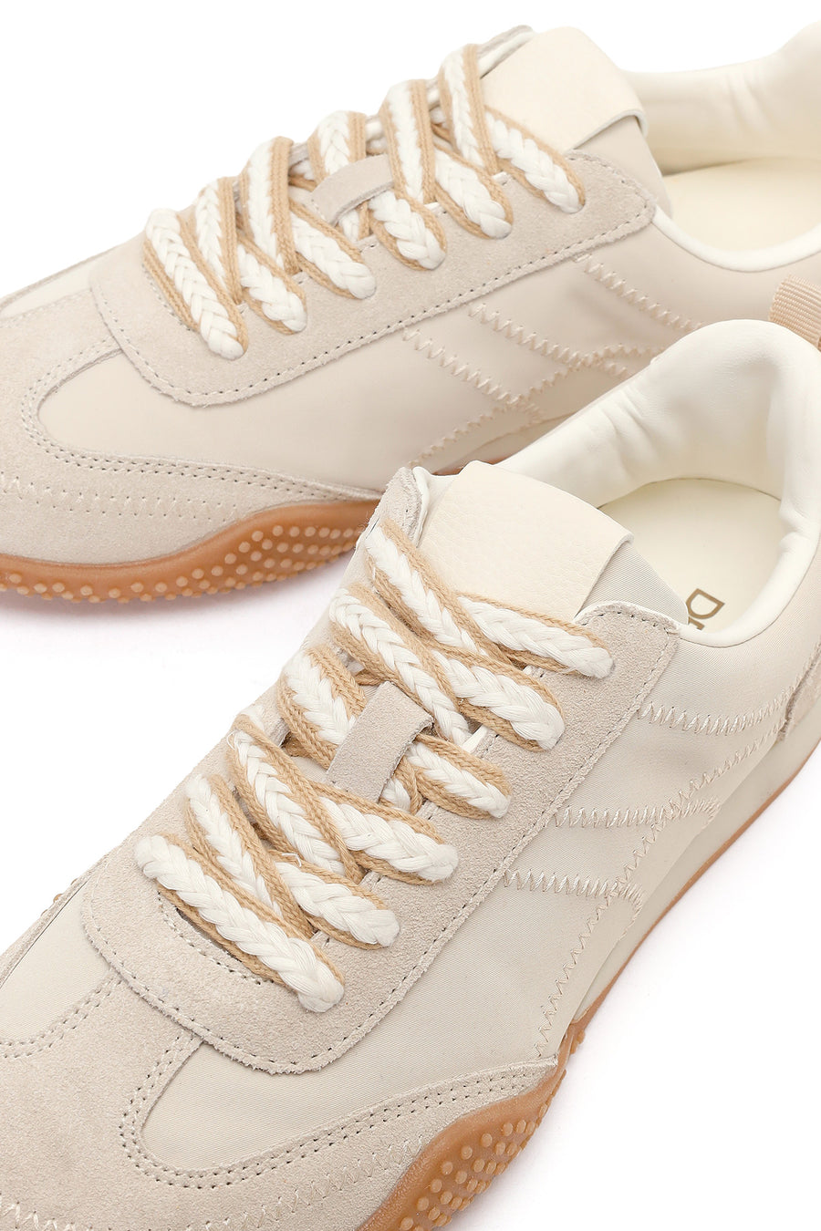 Women's Cream Lace-Up Leather Sneakers