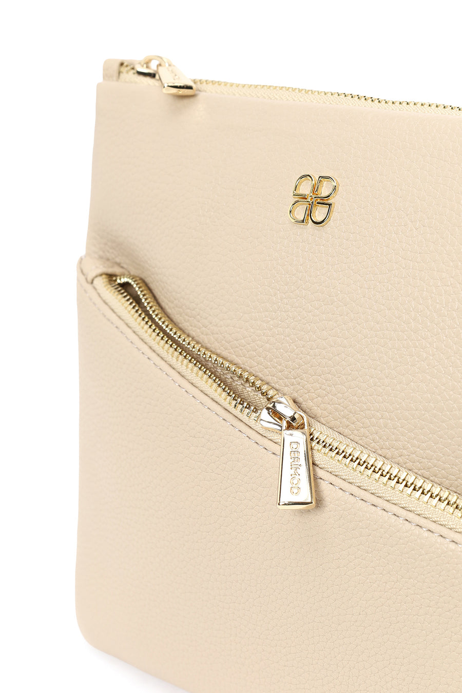 Woman Beige Long-Strap Crossbody Bag