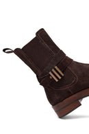 Woman Brown Zippered Suede Leather Boat | Derimod