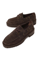 Woman Dark Mink Lace-Up Thick-Soled Suede Casual Shoes | Derimod