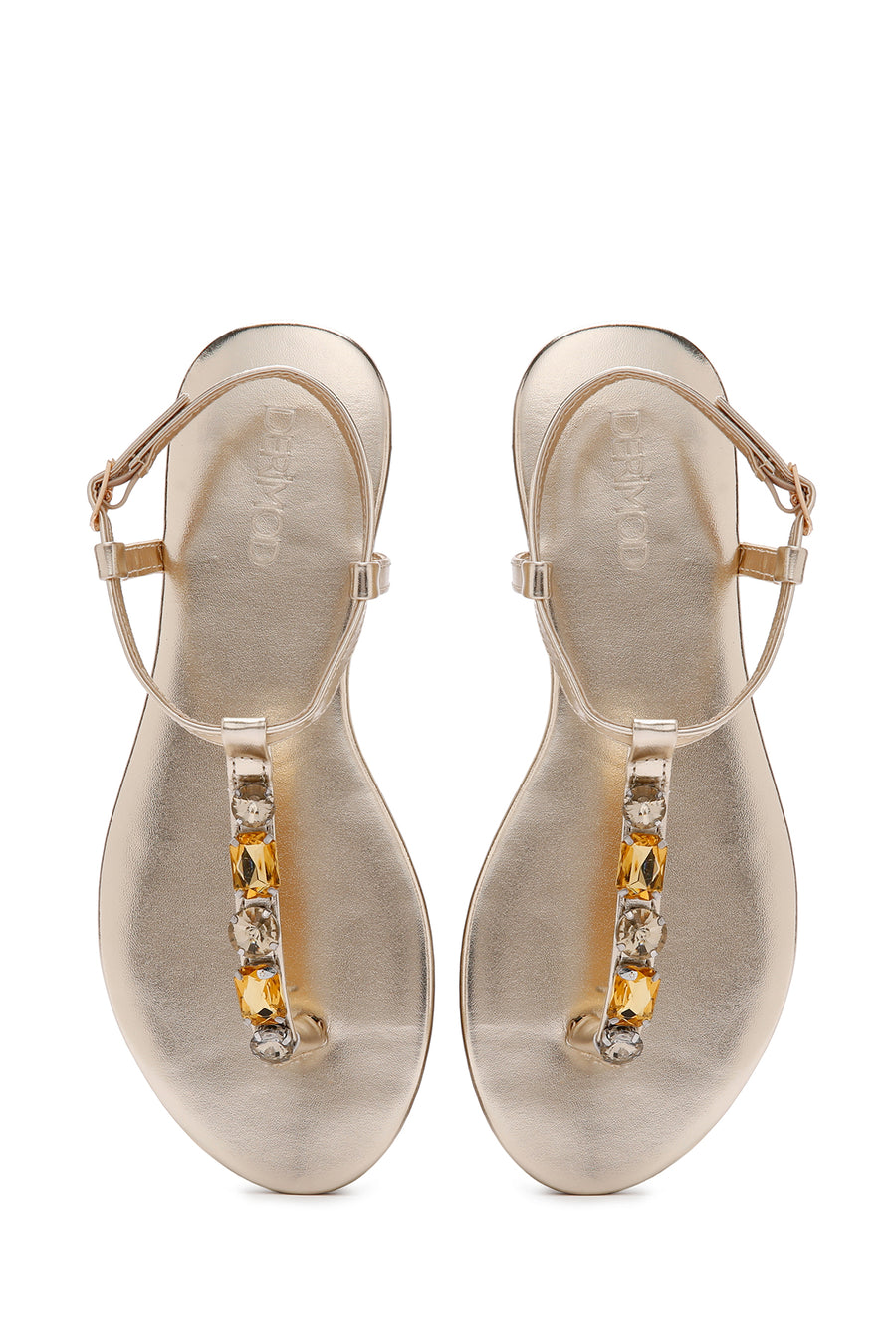Women's Gold Stone Flip-Flop Sandals