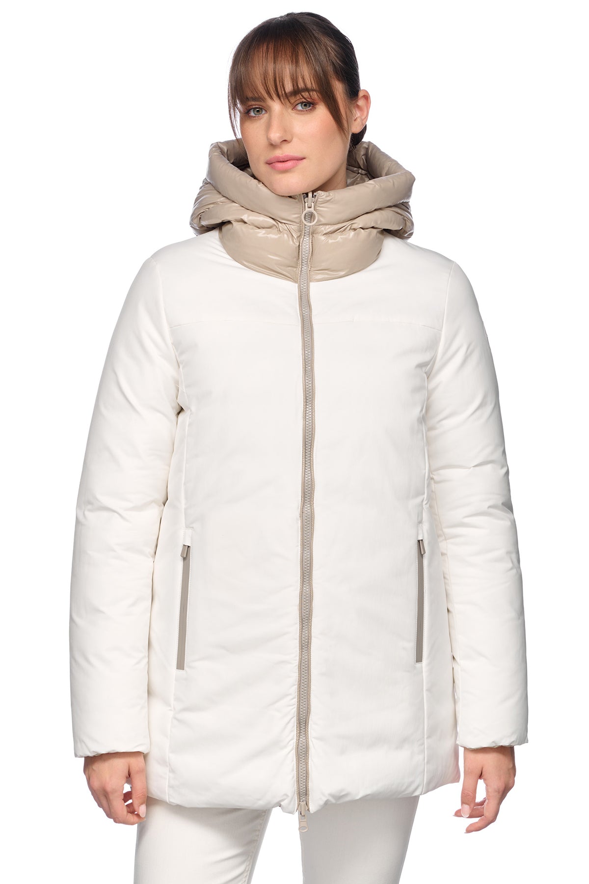 Geox Women's White Spherica Hooded Coat W4628ATC191F1792 | Derimod