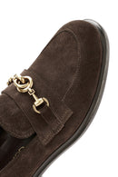 Women's Brown Buckle Detailed Suede Leather Masculine Loafer | Derimod