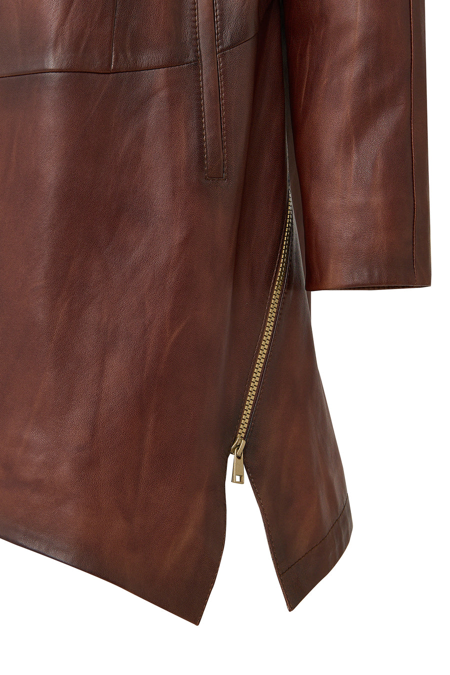 Daniela Women's Brown Hooded Long Oversize Leather Coat