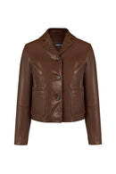 Jill Woman Brown Short Leather Jacket | Derimod