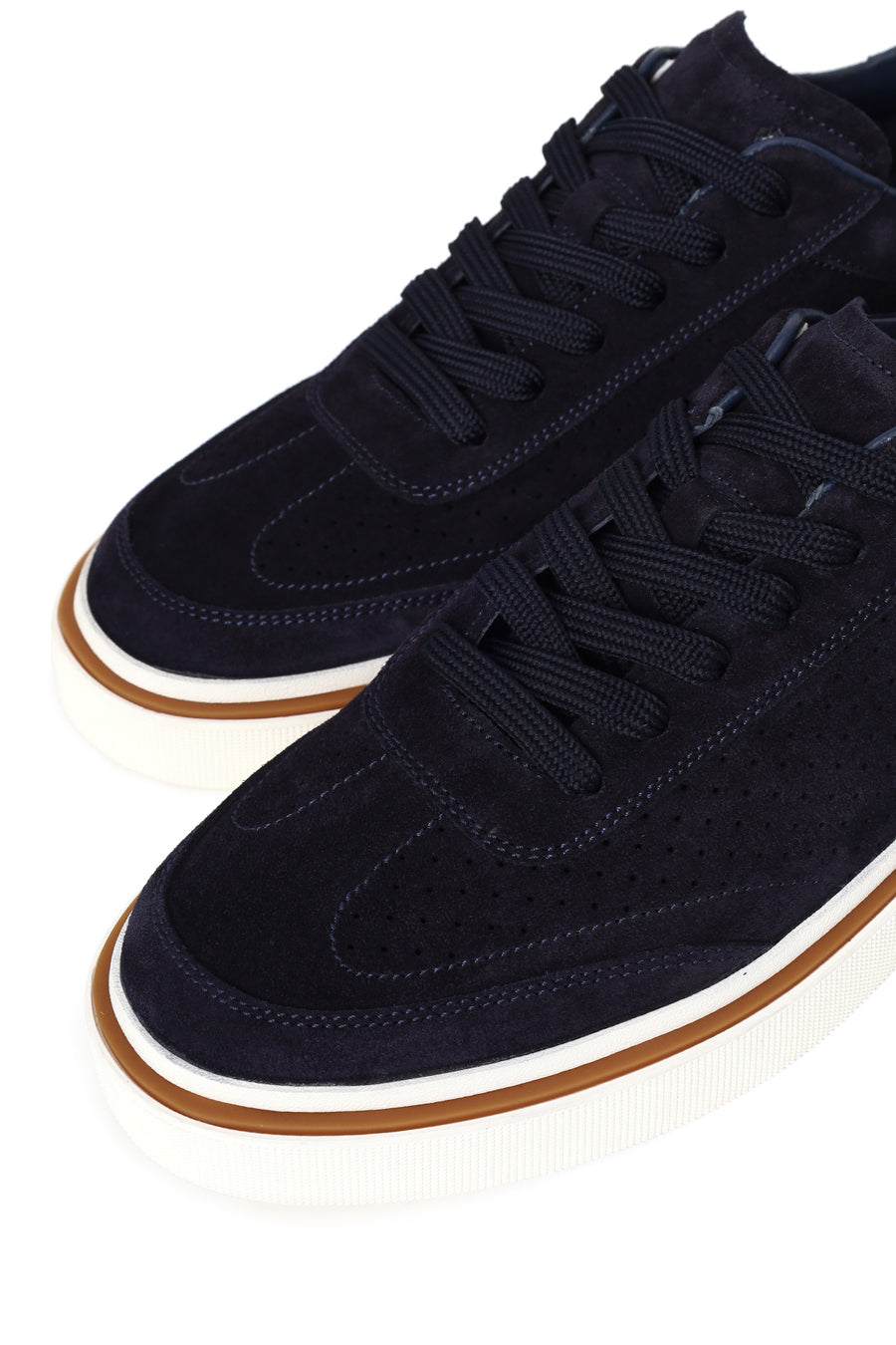 Male Navy Lace-up Suede Leather Sneaker