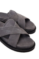 Male Grey Suede Slipper | Derimod