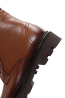 Men's Tan Leather Zippered Casual Boots | Derimod