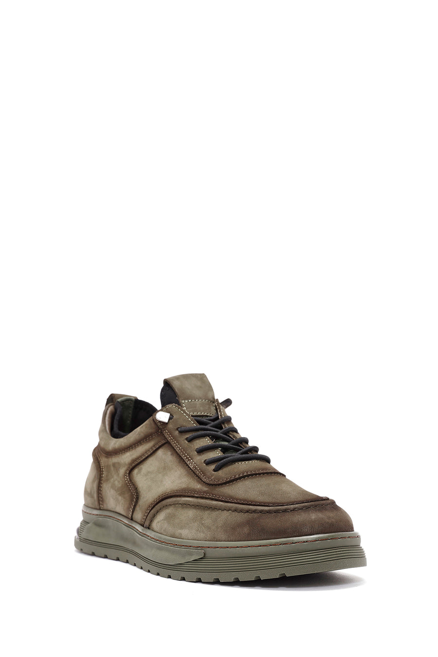 Men's Khaki Lace-Up Suede Leather Casual Shoes