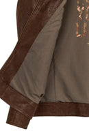 Luka Male Brown Slim-Fit Leather Jacket | Derimod