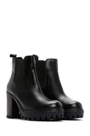 Women's Black Leather Heeled Chelsea Boots | Derimod