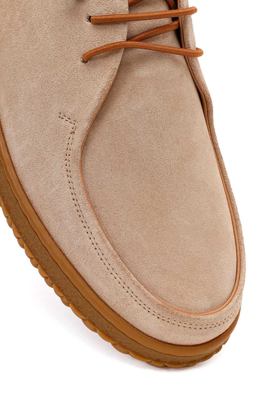 Women's Beige Lace-up Suede Leather Comfort Shoes