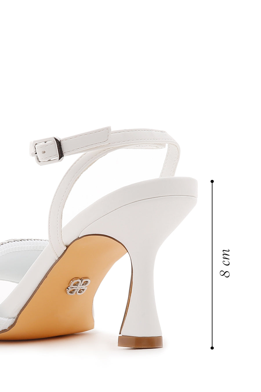 Women's White Stone Heeled Sandals