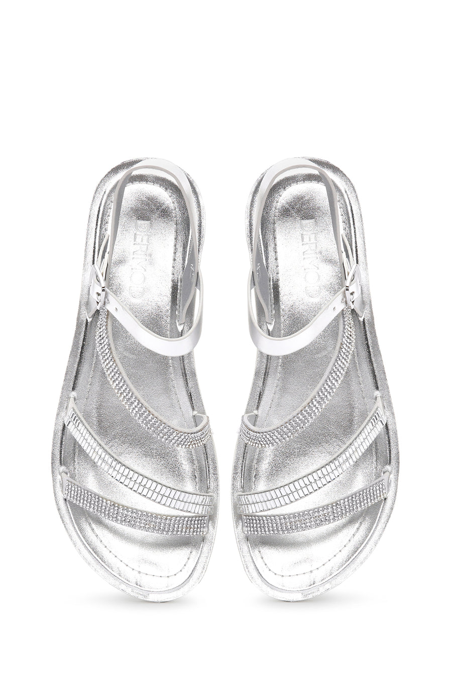 Women's Silver Ankle Strap Sandals