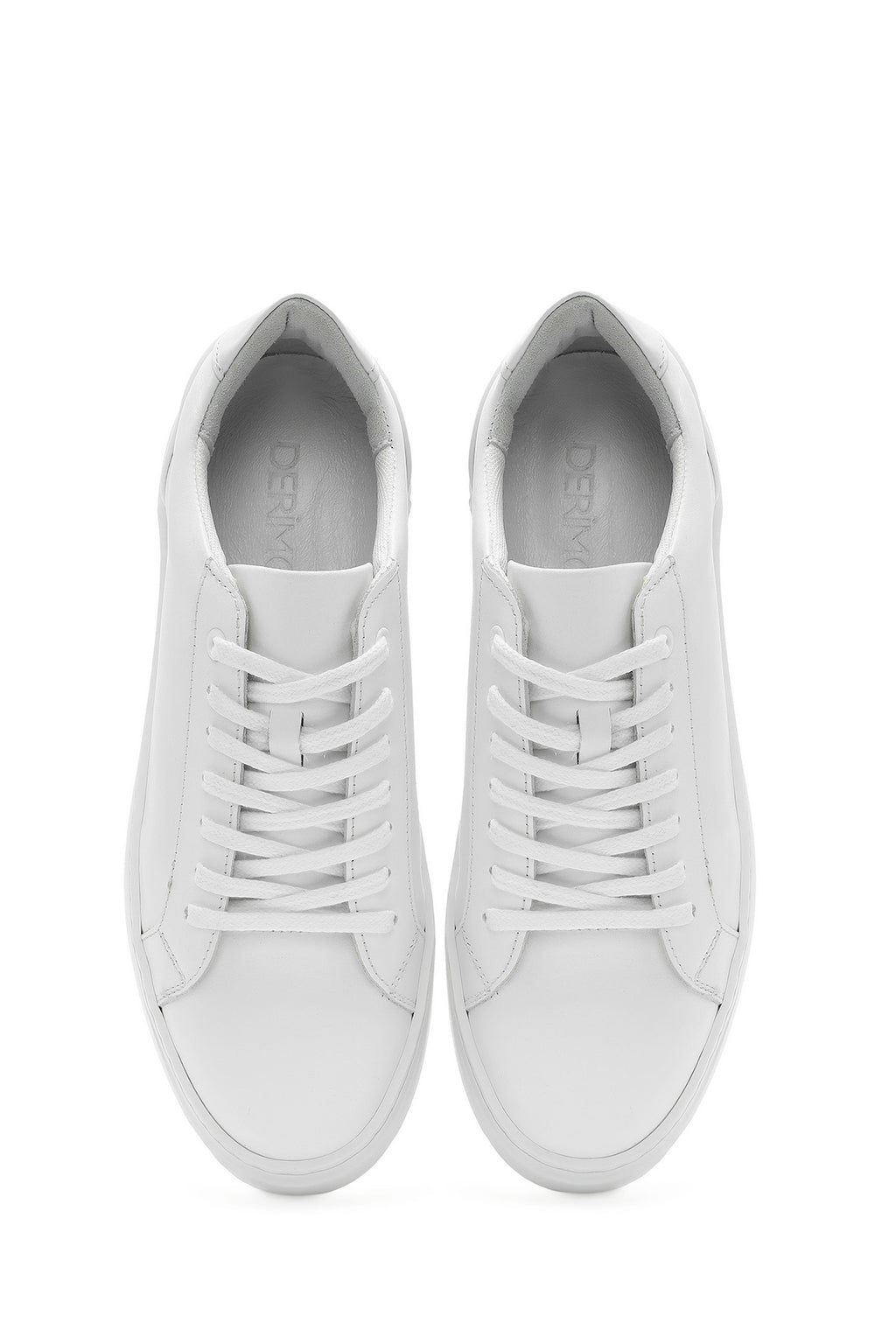 Erkek Beyaz Bağcıklı Deri Sneaker