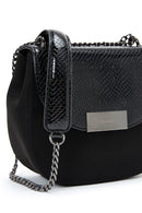 Women's Black Chain Strap Printed Shoulder Bag | Derimod