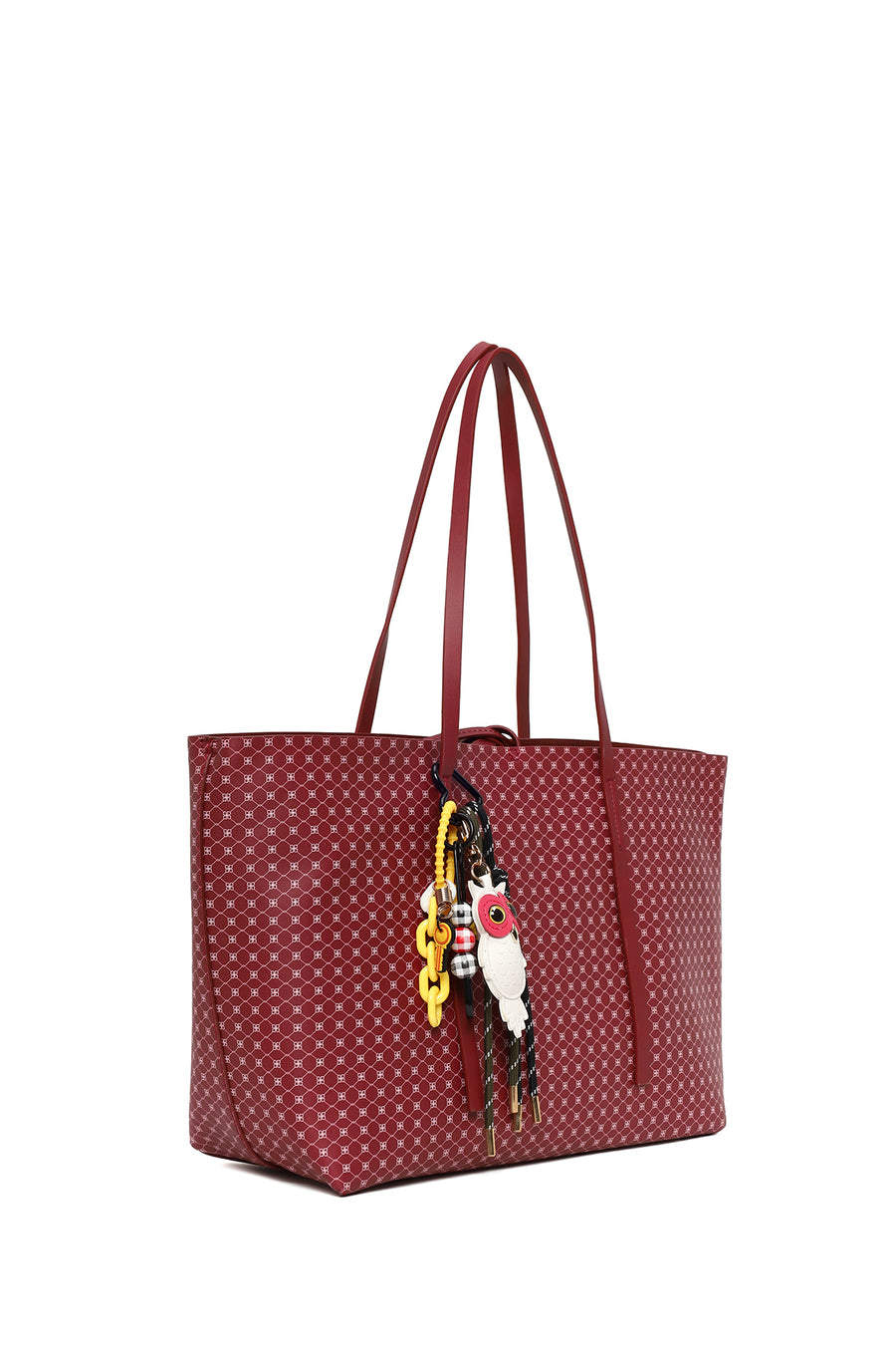 Woman Burgundy Accessory-Detail Printed Shoulder Bag