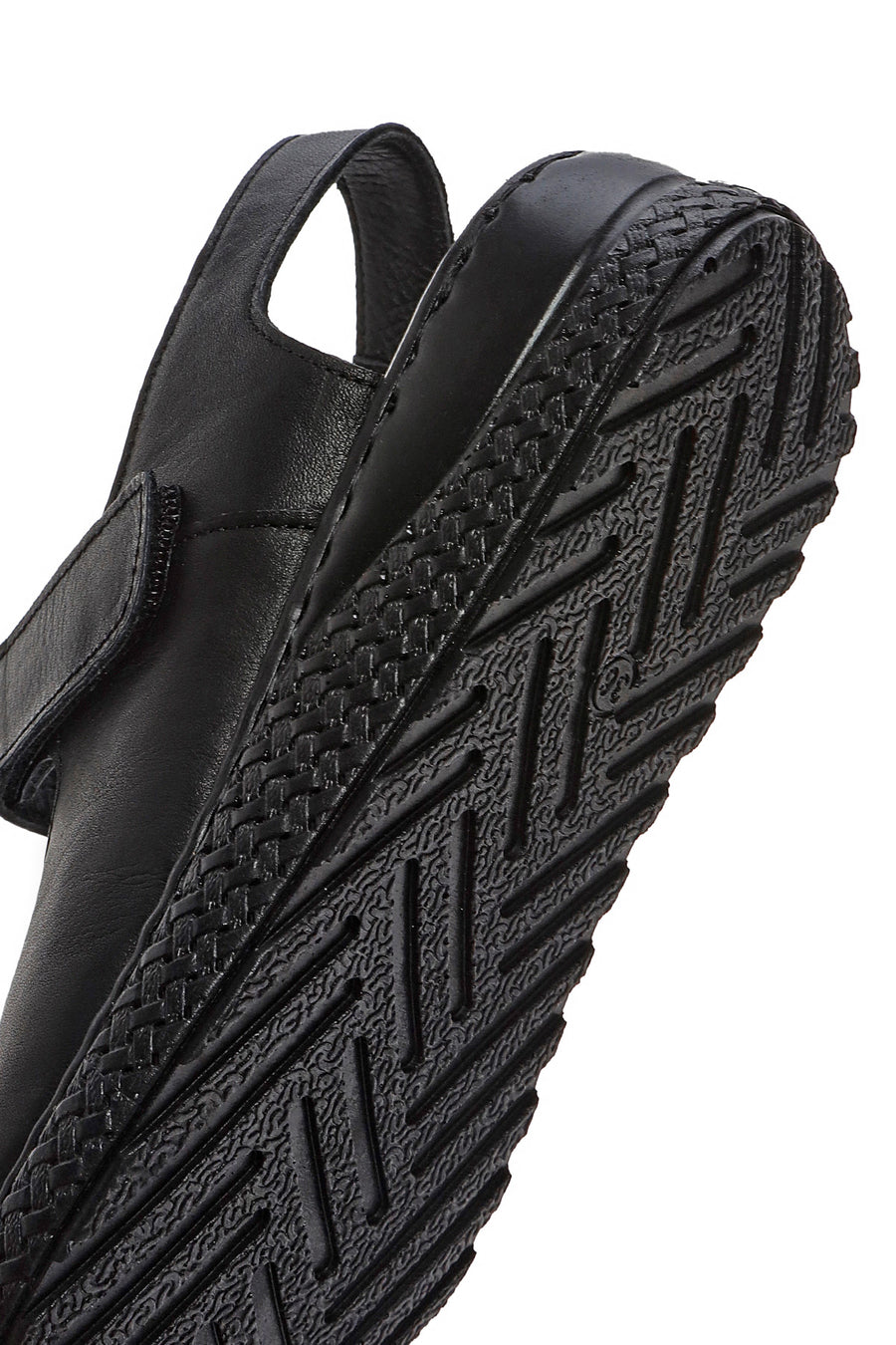 Women's Black Strappy Leather Comfort Sandals