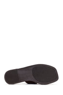 Women's Brown Suede Leather Slippers | Derimod
