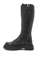 Women's Black Zippered Leather Boots | Derimod