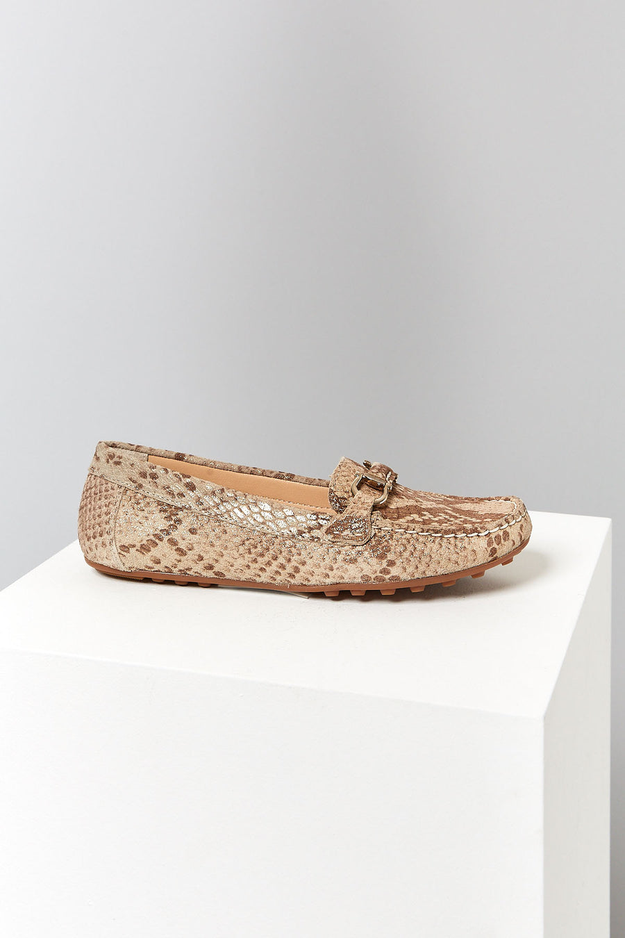 Snake Patterned Women's Leather Loafer