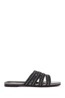 Woman Anthracite Stone-Embellished Slipper | Derimod