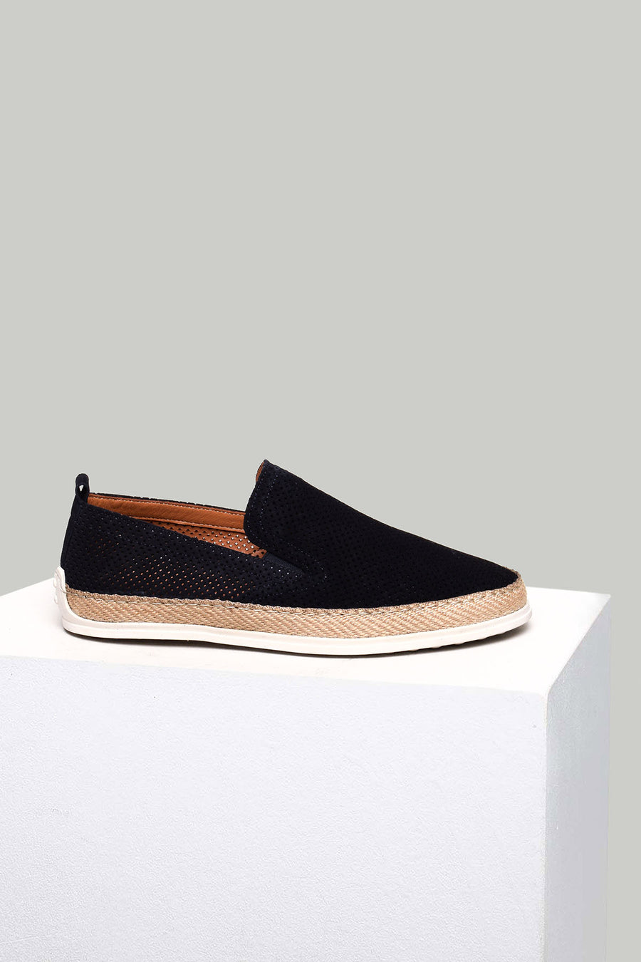 Navy Blue Suede Leather Men's Espadrille