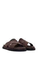 Male Brown Suede Slipper | Derimod
