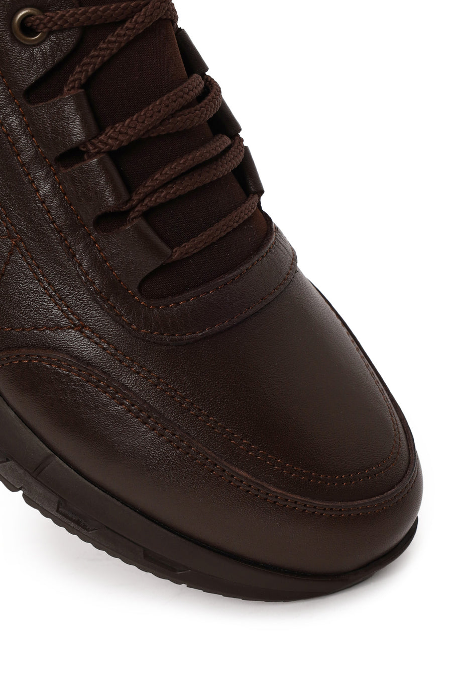 Male Brown Lace-up Leather Casual Sneaker