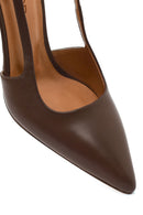 Women's Brown Open Back High Thin Heel Leather Shoes | Derimod