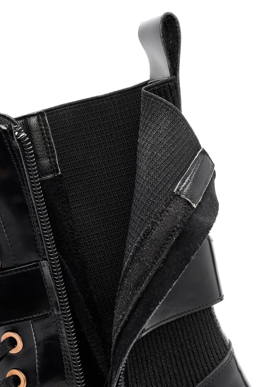 Women's Black Zippered Leather Boots