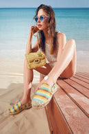 Women's Yellow Straw Espadrilles | Derimod