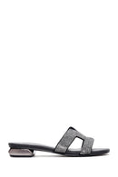 Women's Black Stone Flat Slippers | Derimod