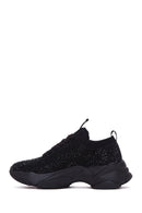 Women's Black Stone Thick Soled Sneaker | Derimod