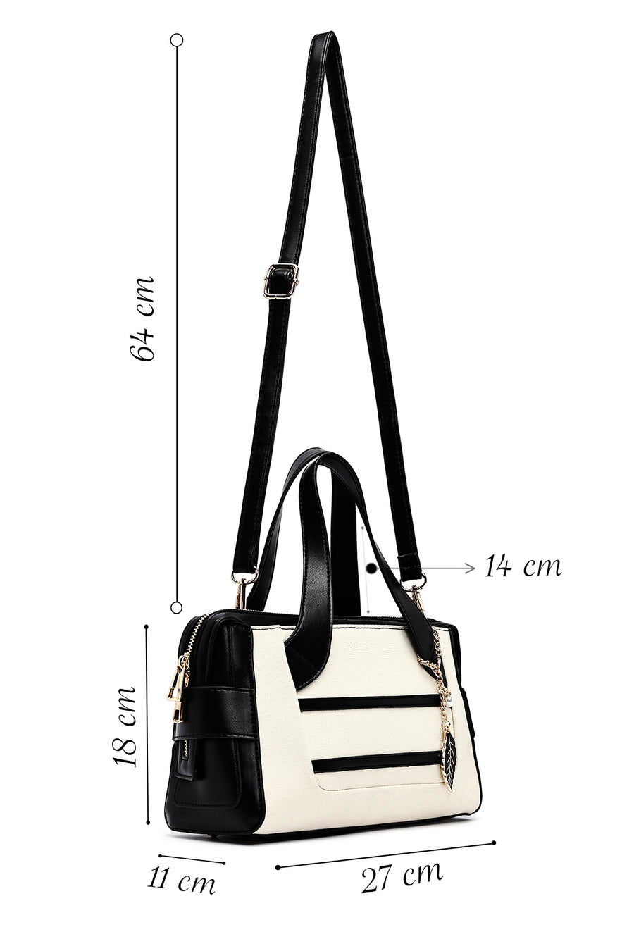 Women's Cream Long Strap Classic Handbag