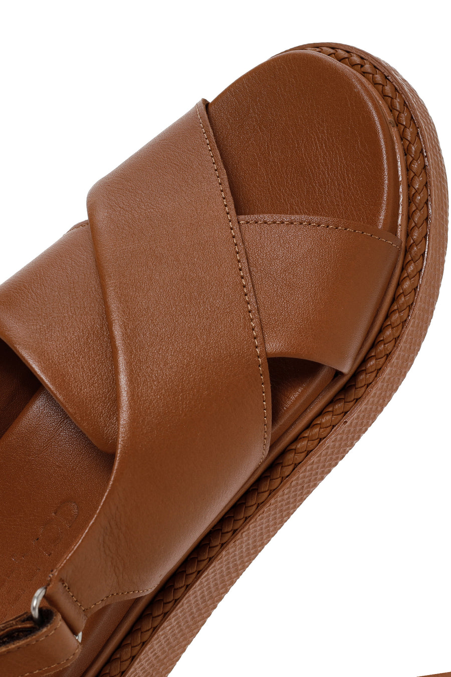 Women's Tan Strap Leather Comfort Sandals