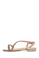 Women's Pink Gold Stone Flat Sandals | Derimod