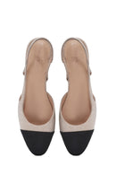 Women's Beige Open Back Stoned Ballerinas | Derimod