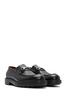 Men's Black Buckle Detailed Leather Casual Loafer | Derimod